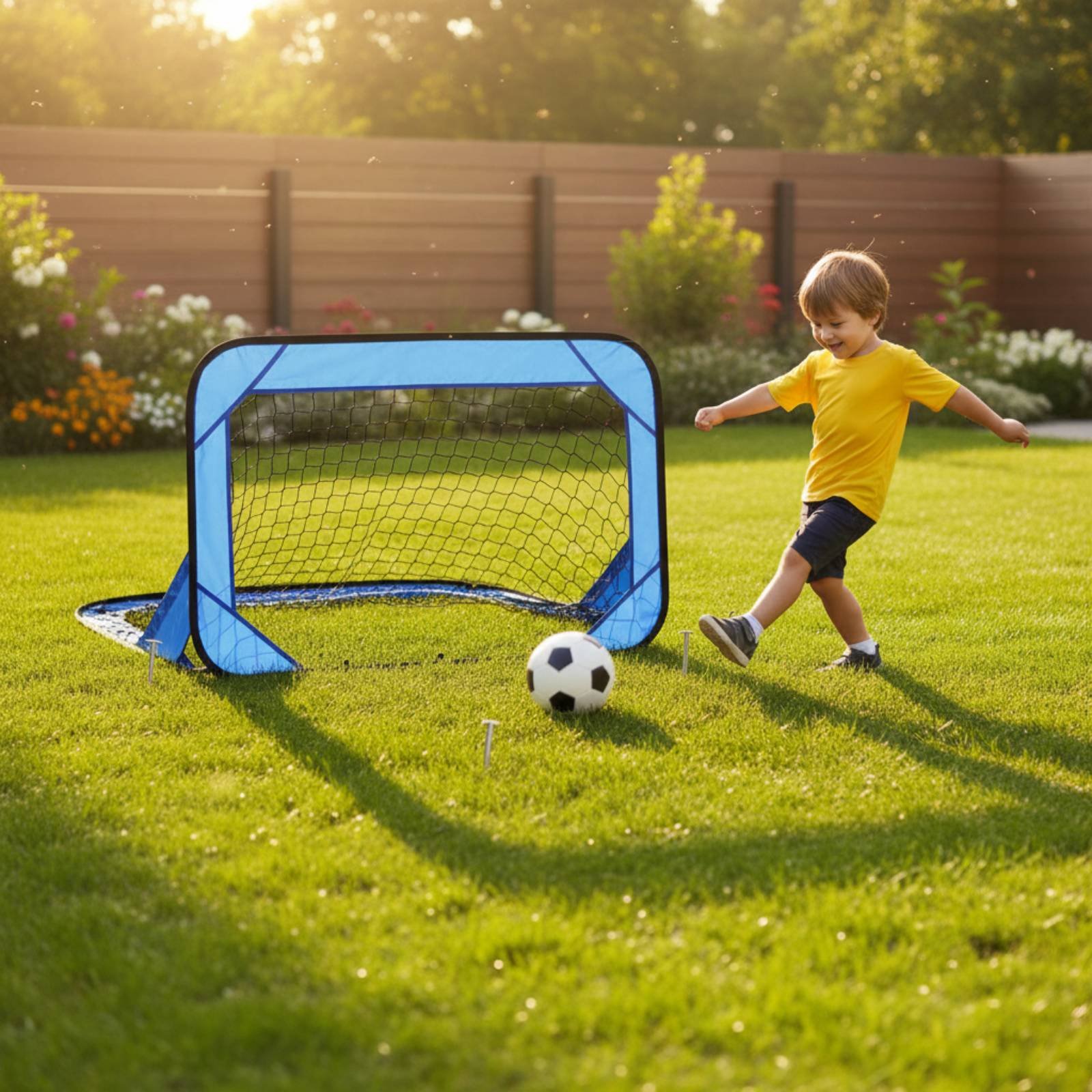 Kids Outdoor Set - オールインワンスポーツネットセット 室内屋外兼用 キッズ用 簡単設置スポーツネット 初心者向け 裏庭用
