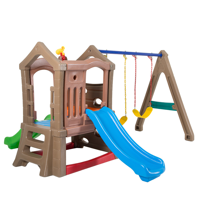 Kids Outdoor Swing - 高品質子供用屋内外兼用プラスチック製ダブルスライド遊具、キッズスライドとブランコセットの組み合わせ、ベビーガーデン用スライドおもちゃ