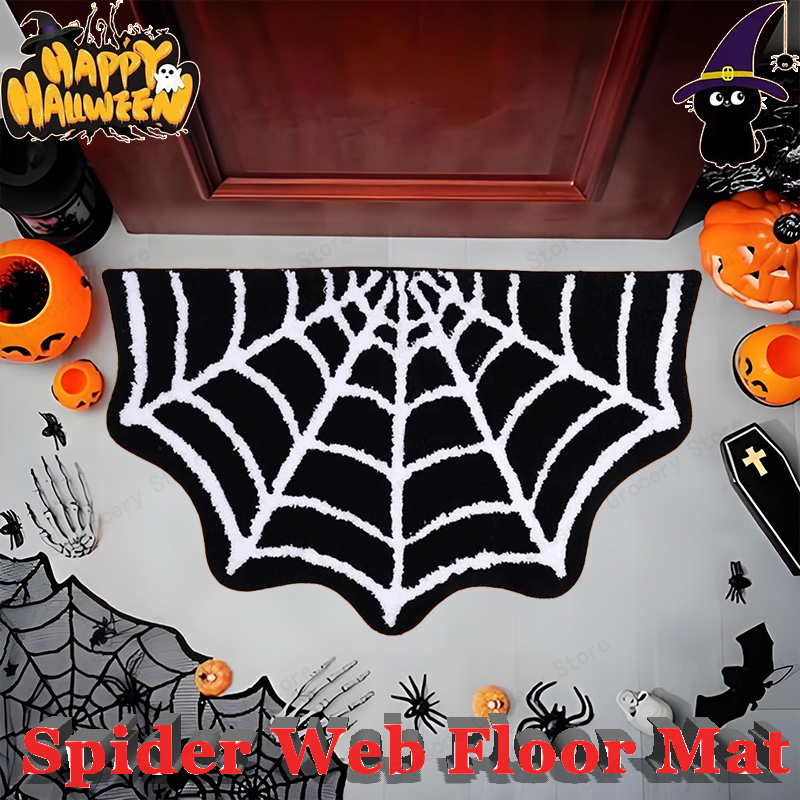 Kids Outdoor Mat Waterproof - ハロウィンパーソナライズされた蜘蛛の巣フロアマットバスルームアクセサリー屋内ラグ子供用寝室家の装飾屋外マット