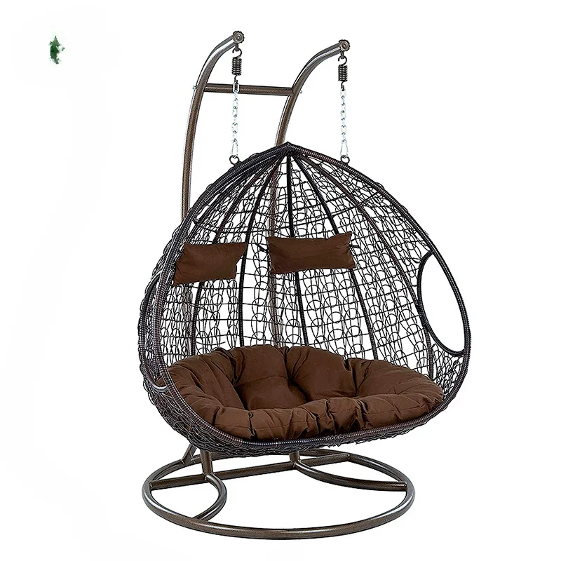 Kids Outdoor Egg Chair - # 屋外吊り下げ式卵型スタンド付き子供用ガーデンラタンバスケットモダンダブルパティオスイングチェア