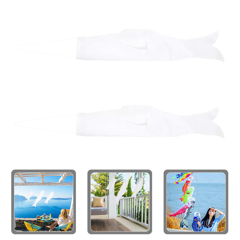 Kids Outdoor Set - 2個入りDIY無地鯉風鶴揚げ飾りセット 子供用クリエイティブ吊り下げ装飾 ガーデンヤードパティオ屋外風鶴ストリーマー