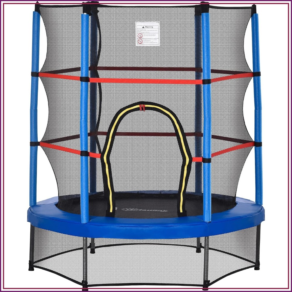 Kids Outdoor Trampoline - 55インチ ミニトランポリン 子供用 3～6歳向け、屋内/屋外用 エンクロージャーネット付き、スプリングレスデザイン、安全パッド、スチールフレーム、耐荷重99ポンド