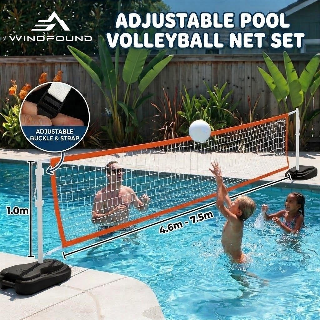 Kids Outdoor Volleyball Net - 調節可能なプールバレーボールネット交換用セット、子供と大人向け、屋外ウォータースポーツゲームネットセット、庭、裏庭、ビーチ用