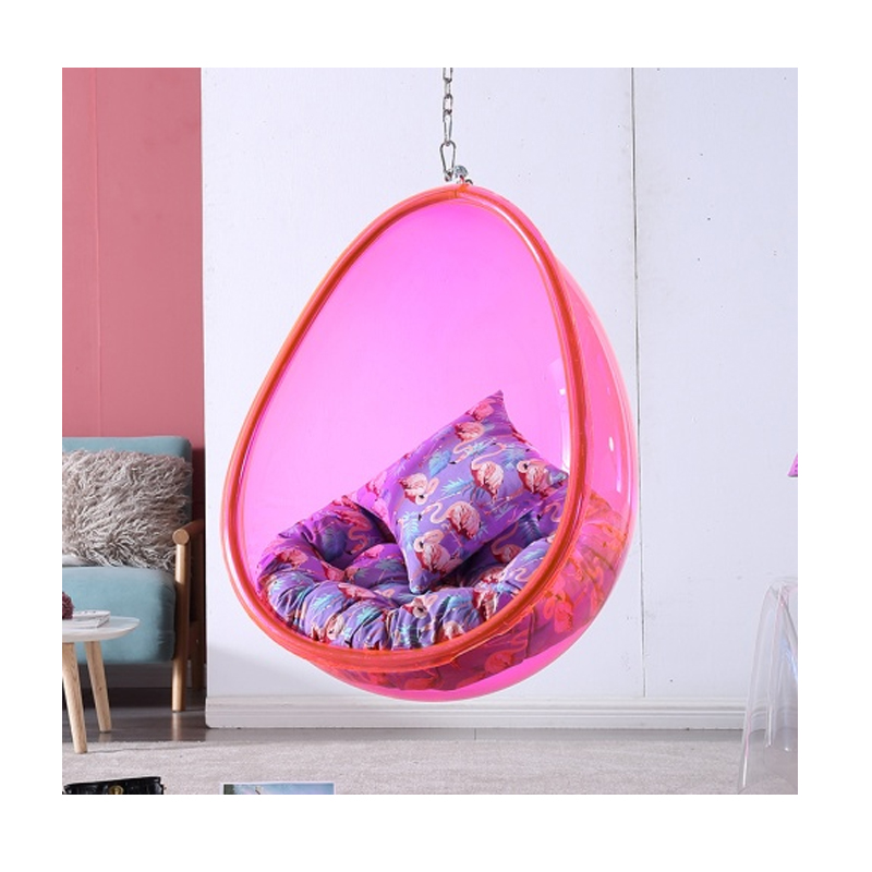 Kids Outdoor Swing Chair - 子供用モダンエッグチェア、面白いピンクのアクリルボールスイング、寝室、ホテル、屋外用プラスチック製モジュール式家具、女の子向け