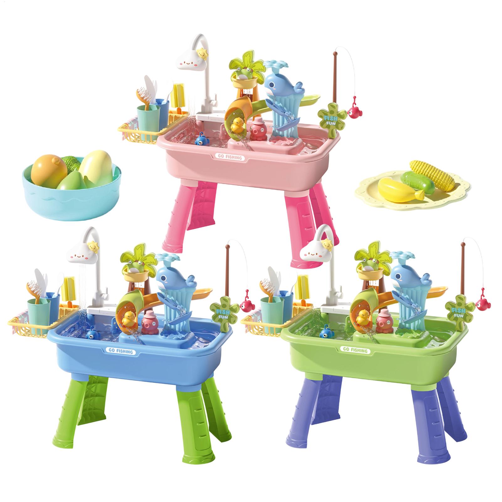 Kids Outdoor Sensory Table - 43個入り 電動キッズウォーターテーブル プレイシンク 流水 クラウド蛇口 感覚遊びおもちゃ