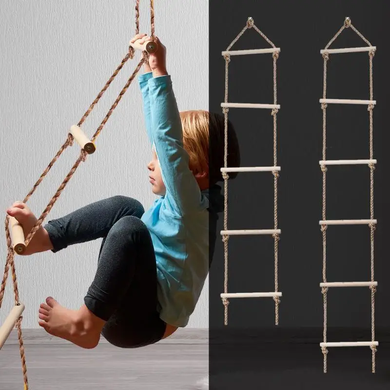 Kids Outdoor Swing - 子供用木製マルチラングはしご、アウトドアアクティビティ、安全なスポーツスイング、クライミングゲーム、ガーデンスポーツ