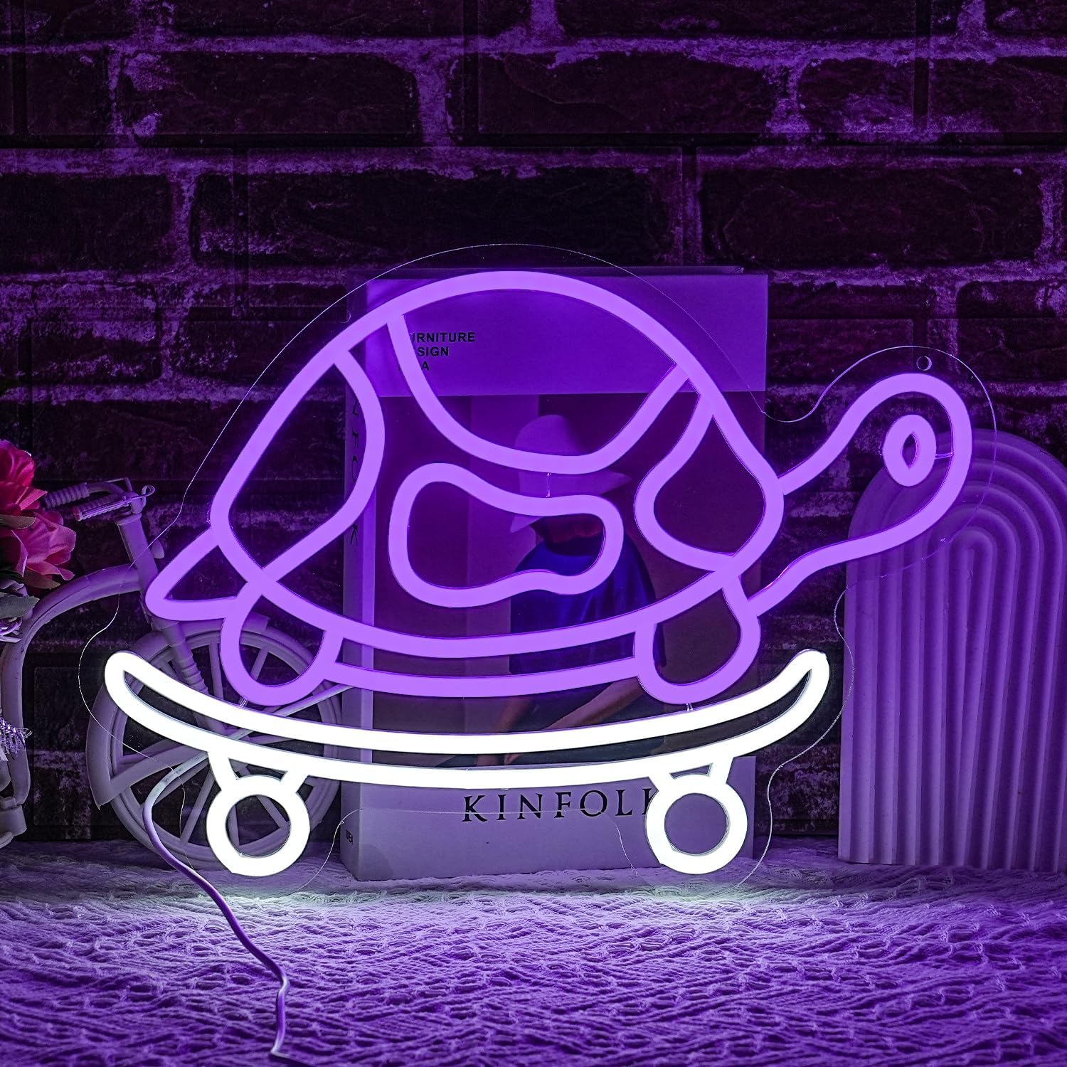 Kids Outdoor Zoo - カメのネオンサイン、USB電源LEDネオンライト、動物園、魚屋、子供部屋、バー、ゲームルーム、寝室の装飾、ギフト、アートウォールライト