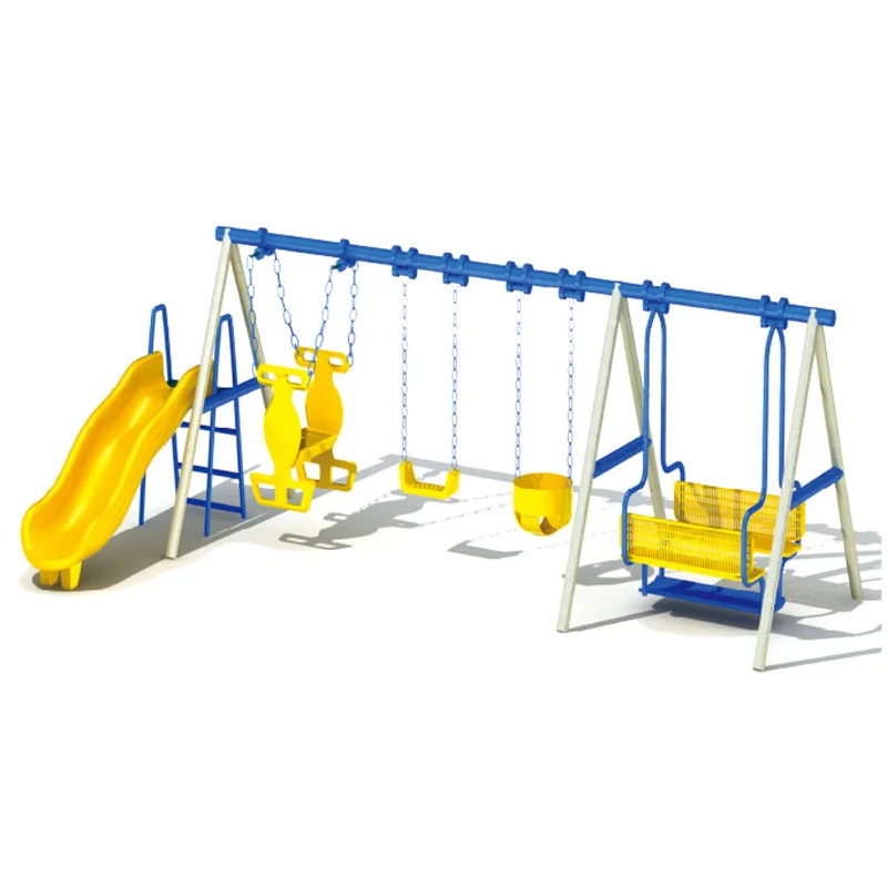 Kids Outdoor Swing Chair - 子供用遊具ブランコセット、シーソー付き金属製ブランコ椅子と滑り台