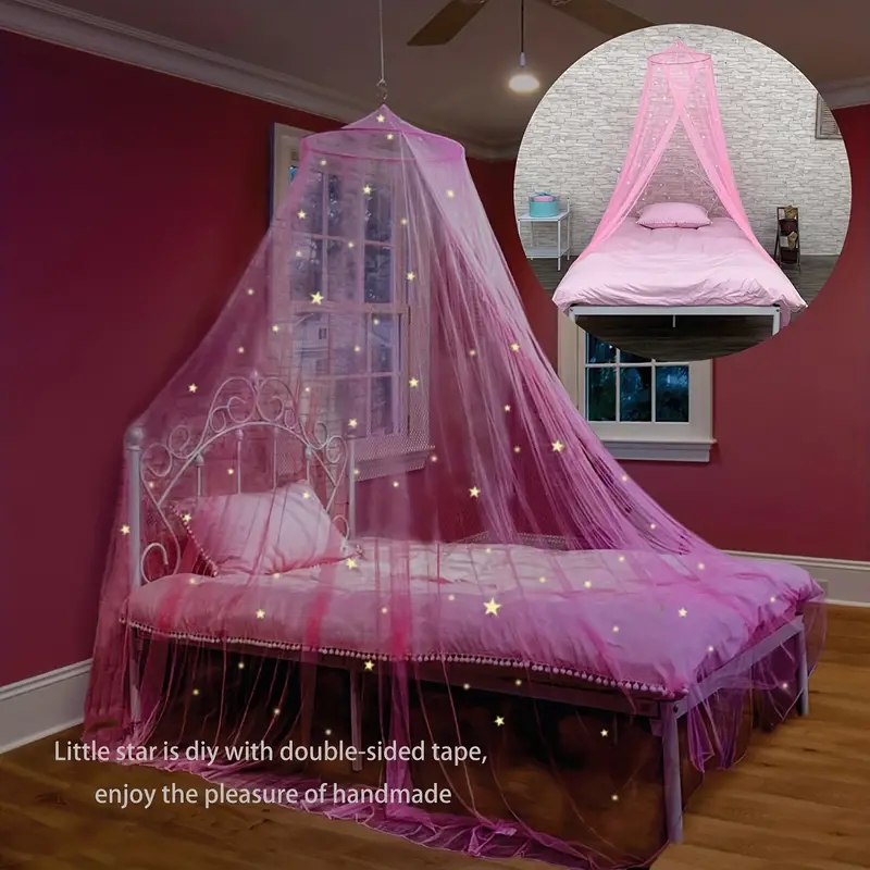 Kids Outdoor Daybed - 女の子のための星とプリンセスのプリントが付いたベッドの小屋,壁の装飾が施されたピンクのキャノピー,子供部屋