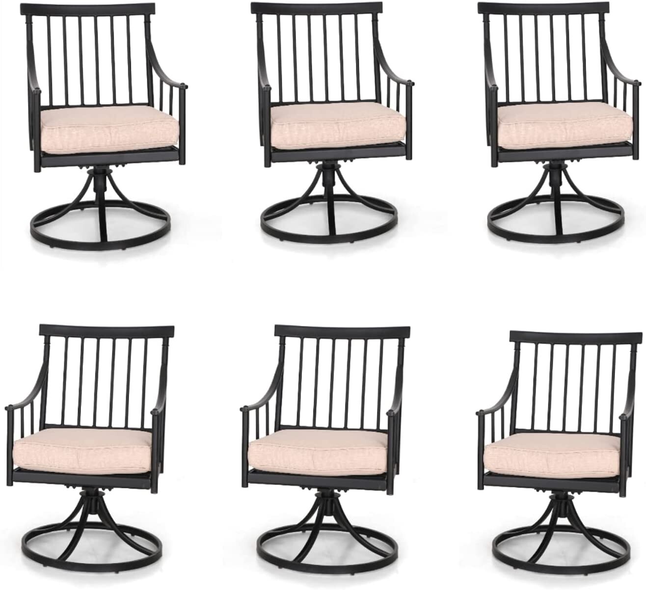 Kids Outdoor Dining Set - 回転式パティオチェア6脚セット 屋外用ダイニングチェア 頑丈なアームチェア