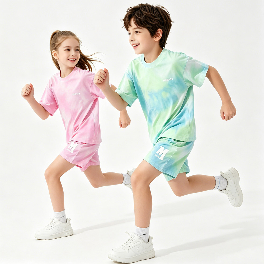 Kids Outdoor Wear - 5-14 歳の子供スポーツセット綿男の子夏セット女の子ルーズスポーツウェアスーツランニングハイキング屋外半袖ショーツ衣装
