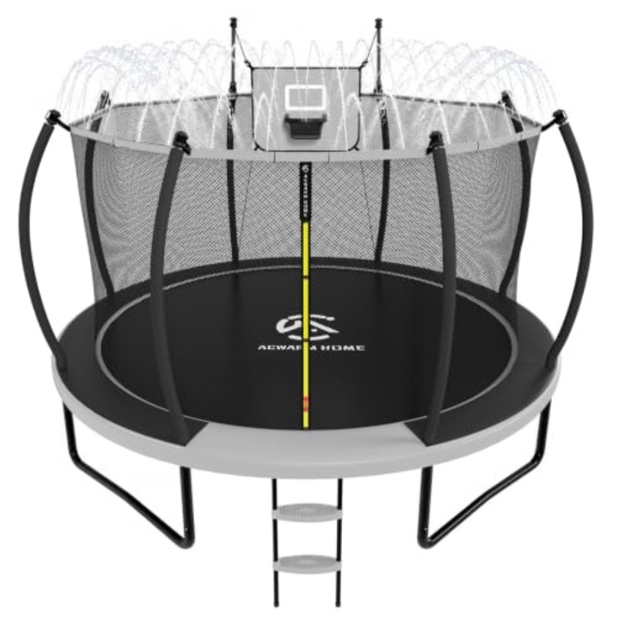 Kids Outdoor Trampoline - 屋外用裏庭トランポリン、防錆コーティングされたスチールフレーム、黒色の囲いネット、子供と大人向けのASTM承認済みの安全性基準、