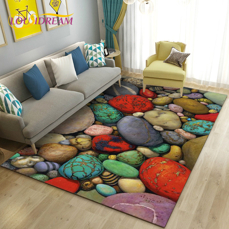 Kids Outdoor Mat Waterproof - 滑り止めの石の3Dフロアマット,リビングルーム,ベッドルーム,キッチンの装飾用のさまざまな色のカーペット