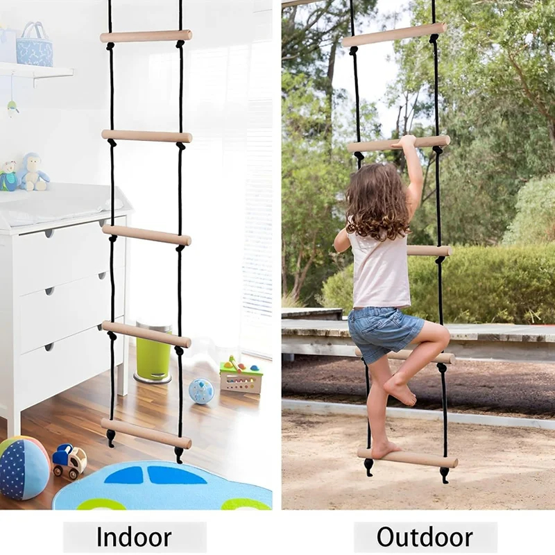 Kids Outdoor Swing - 子供用クライミングロープはしご木製ブランコキッズ屋内屋外ツリー遊び場レクリエーションプレイゲームボディビルディングセット