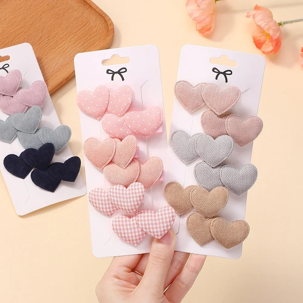 Kids Outdoor Wear - 6 ピース/セットエレガントなハートデザインのヘアクリップ女の子のためのかわいい帽子ミニクリップアウトドアウェア素敵なキッズヘアアクセサリーギフト