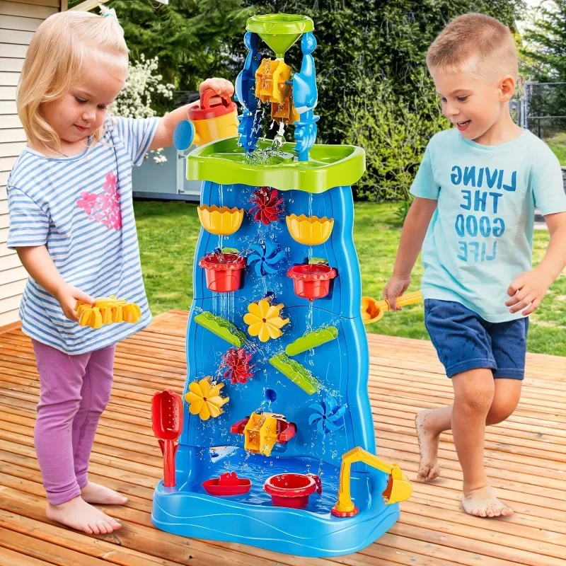 Kids Outdoor Sensory Table - 滝ディスカバリーウォールキッズ両面滝ウォーターテーブル砂活動感覚テーブル幼児用夏の屋外おもちゃ