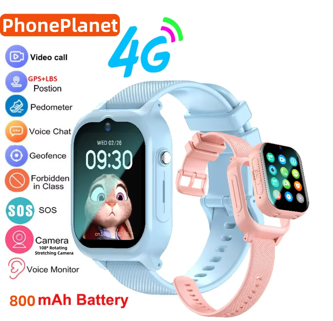 Kids Outdoor Wear - 4Gキッズスマートウォッチ GPS SOS ビデオ通話機能付き 108 °