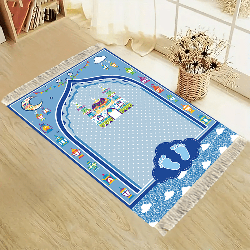 Kids Outdoor Mat Waterproof - VIKAMA 愛らしい子供用祈りマット 滑り止め付きソフトタッセルラグ 家庭での子供の礼拝や遊びスペースに最適 ホームデコレーション