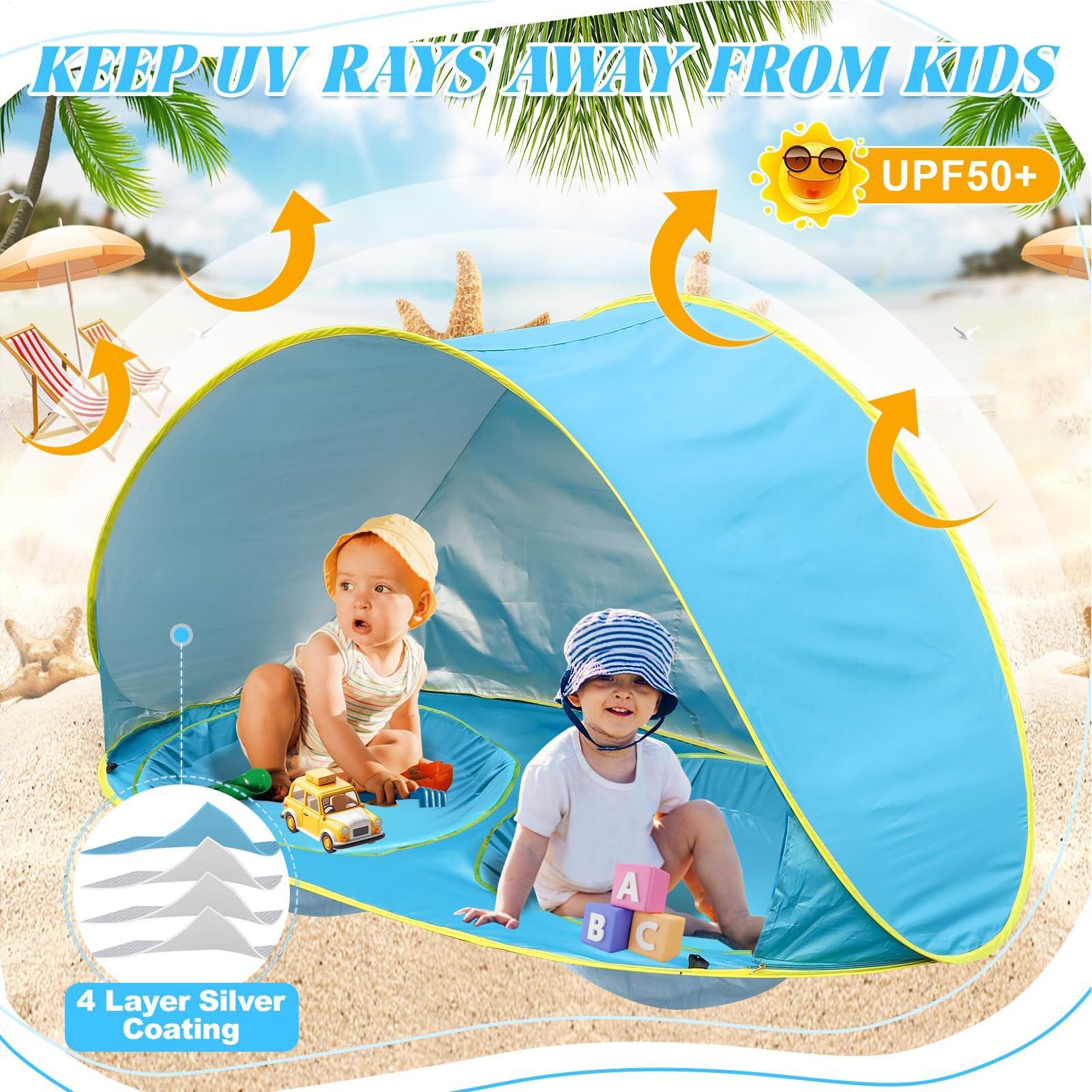 子供用ビーチテント プール付き UVカット 日よけシェルター - Kids Outdoor Daybed のレビューと価格