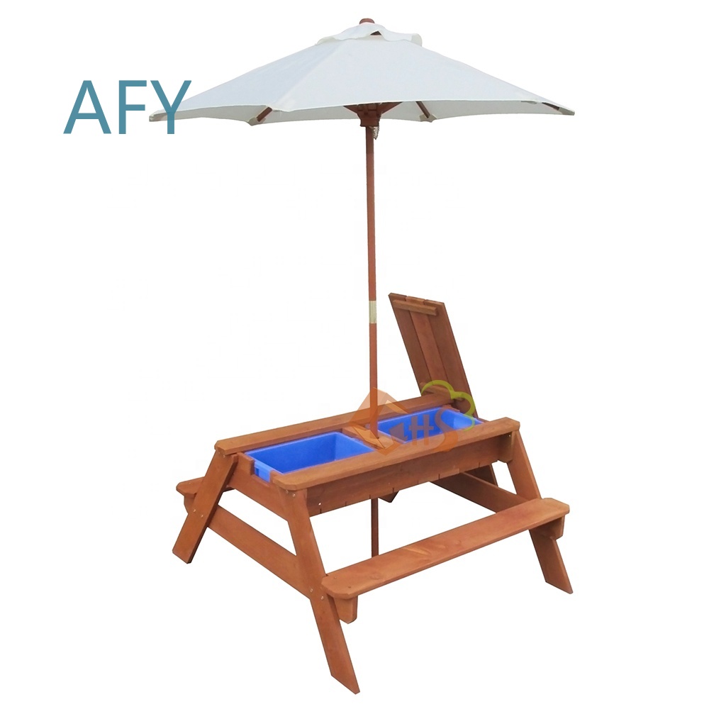 木製屋外ピクニックテーブル、砂場用ベンチ付き、子供用遊び場、 - Kids Outdoor Bench Table のレビューと価格