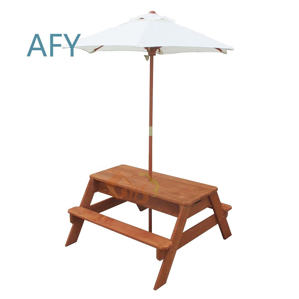 木製屋外ピクニックテーブル、砂場用ベンチ付き、子供用遊び場、 - Kids Outdoor Bench Table のレビューと価格