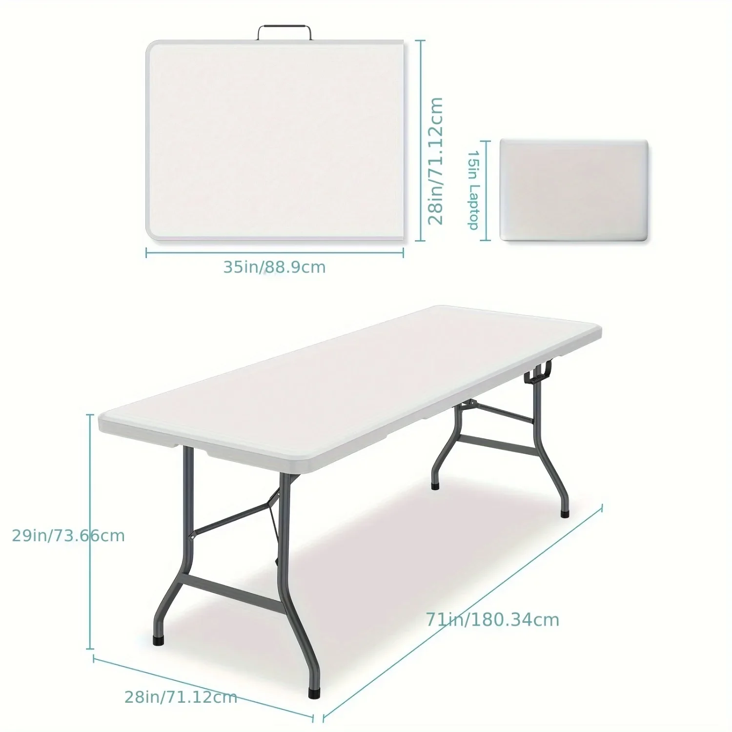 6フィートの広々としたプラスチック製折りたたみテーブル、頑丈 - Kids Outdoor Dining Table のレビューと価格