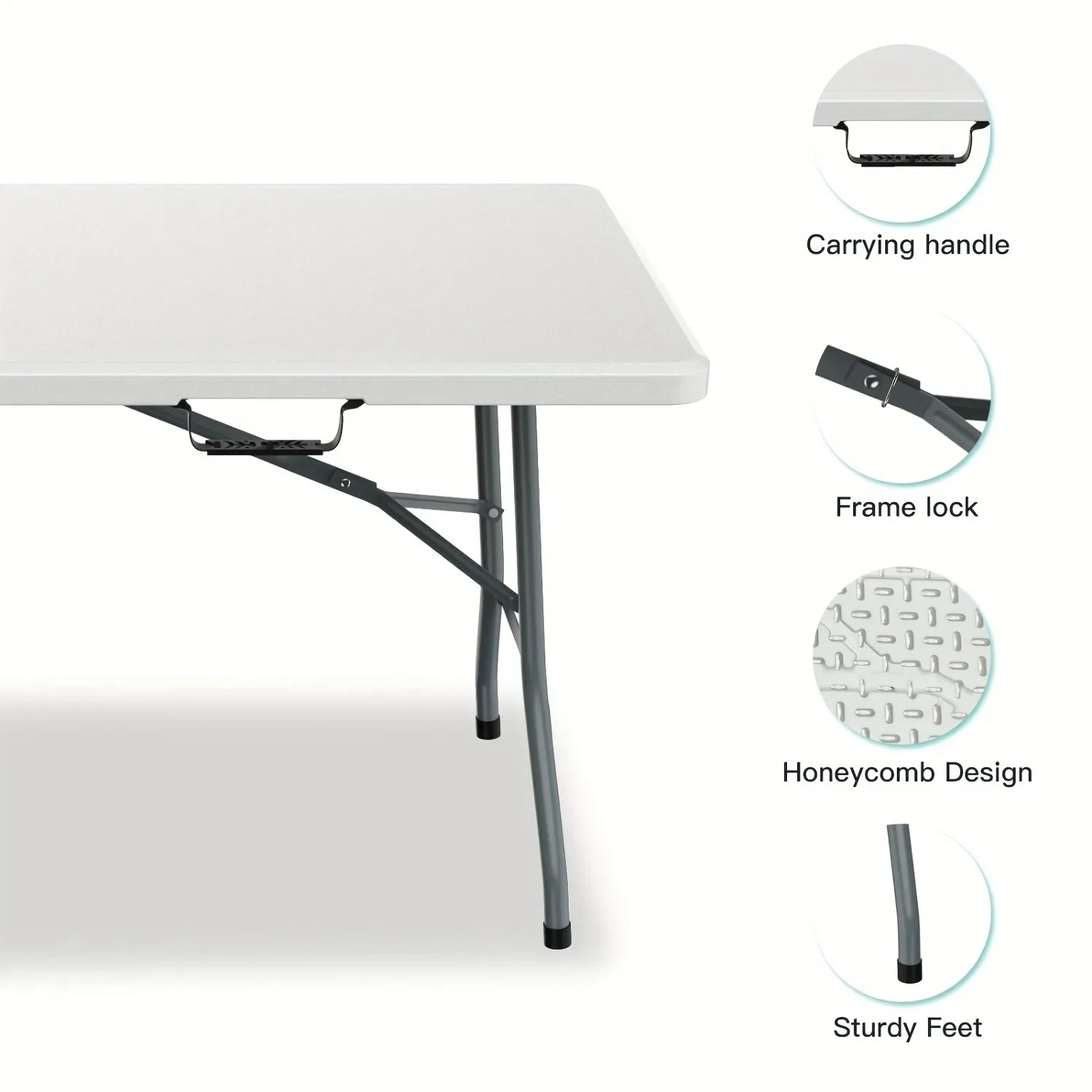 6フィートの広々としたプラスチック製折りたたみテーブル、頑丈 - Kids Outdoor Dining Table のレビューと価格