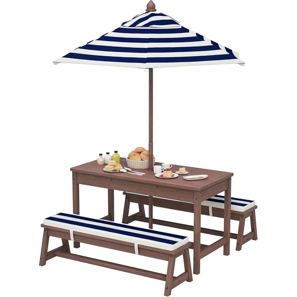 Qaba キッズピクニックテーブル、屋外木製テーブル＆ベンチ - Kids Outdoor Bench Table のレビューと価格