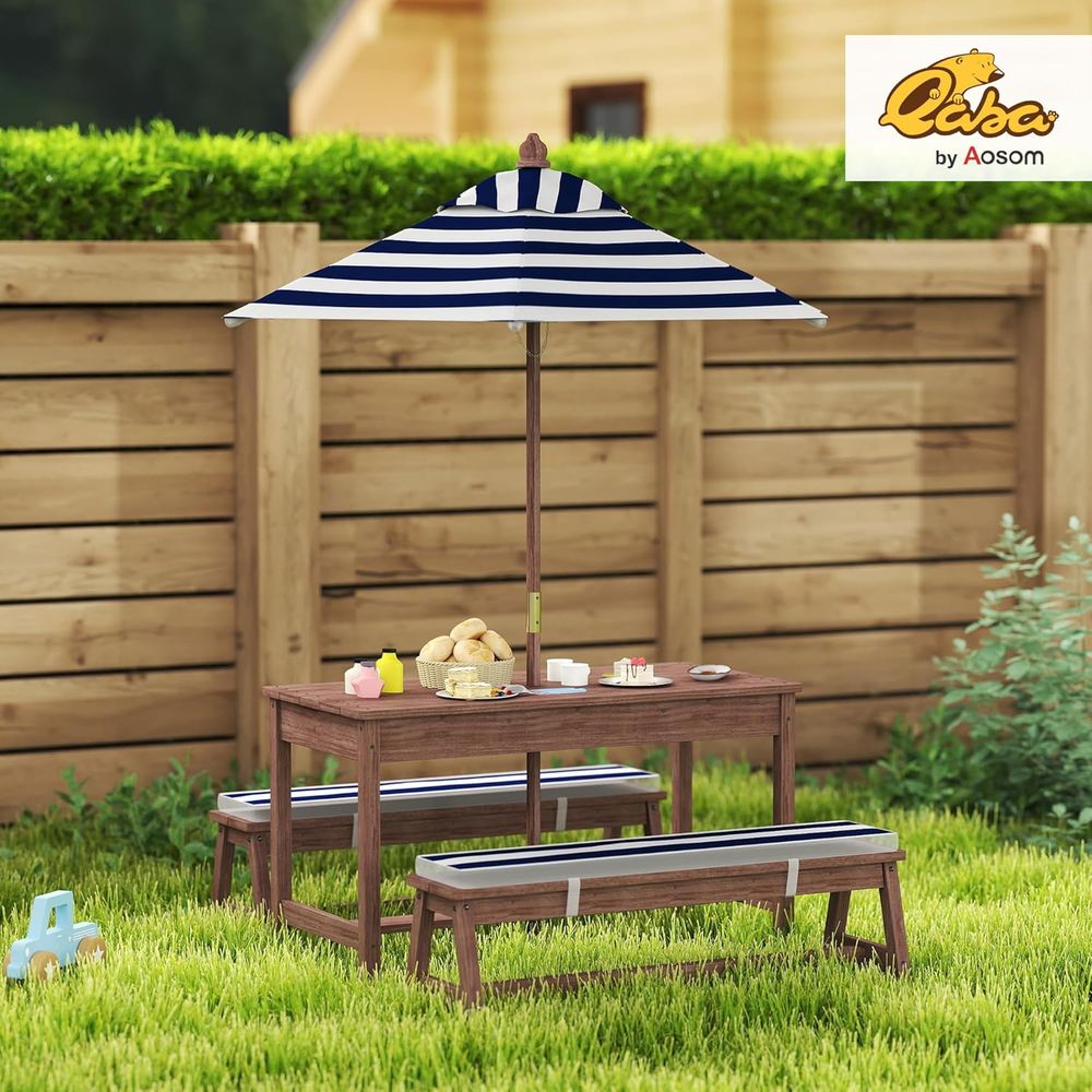 Qaba キッズピクニックテーブル、屋外木製テーブル＆ベンチ - Kids Outdoor Bench Table のレビューと価格