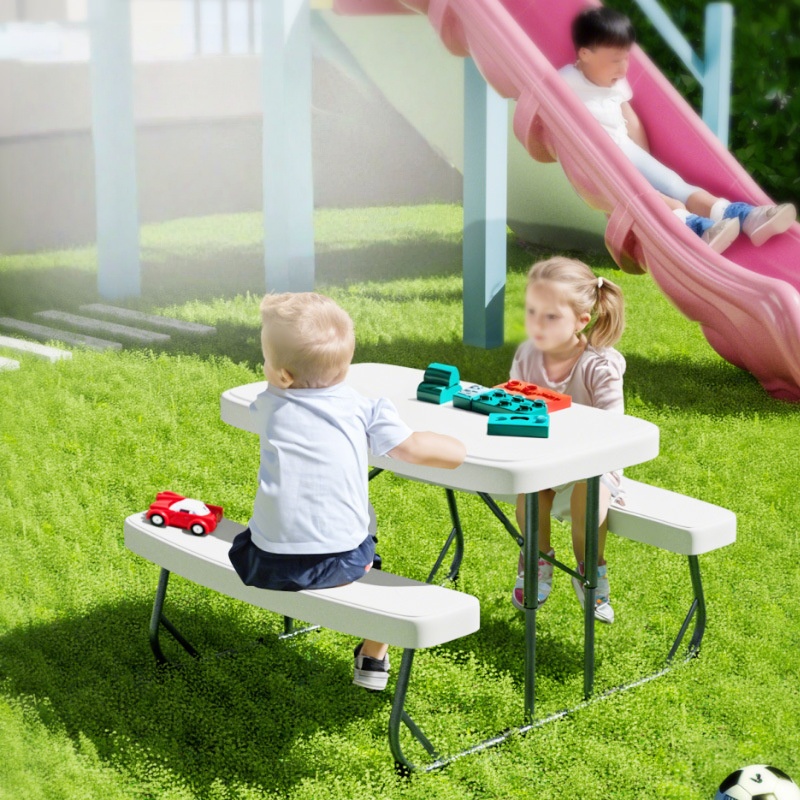 屋外子供用子供庭園学校ピクニックキャンプ用耐久性のある折りた - Kids Outdoor Bench Table のレビューと価格