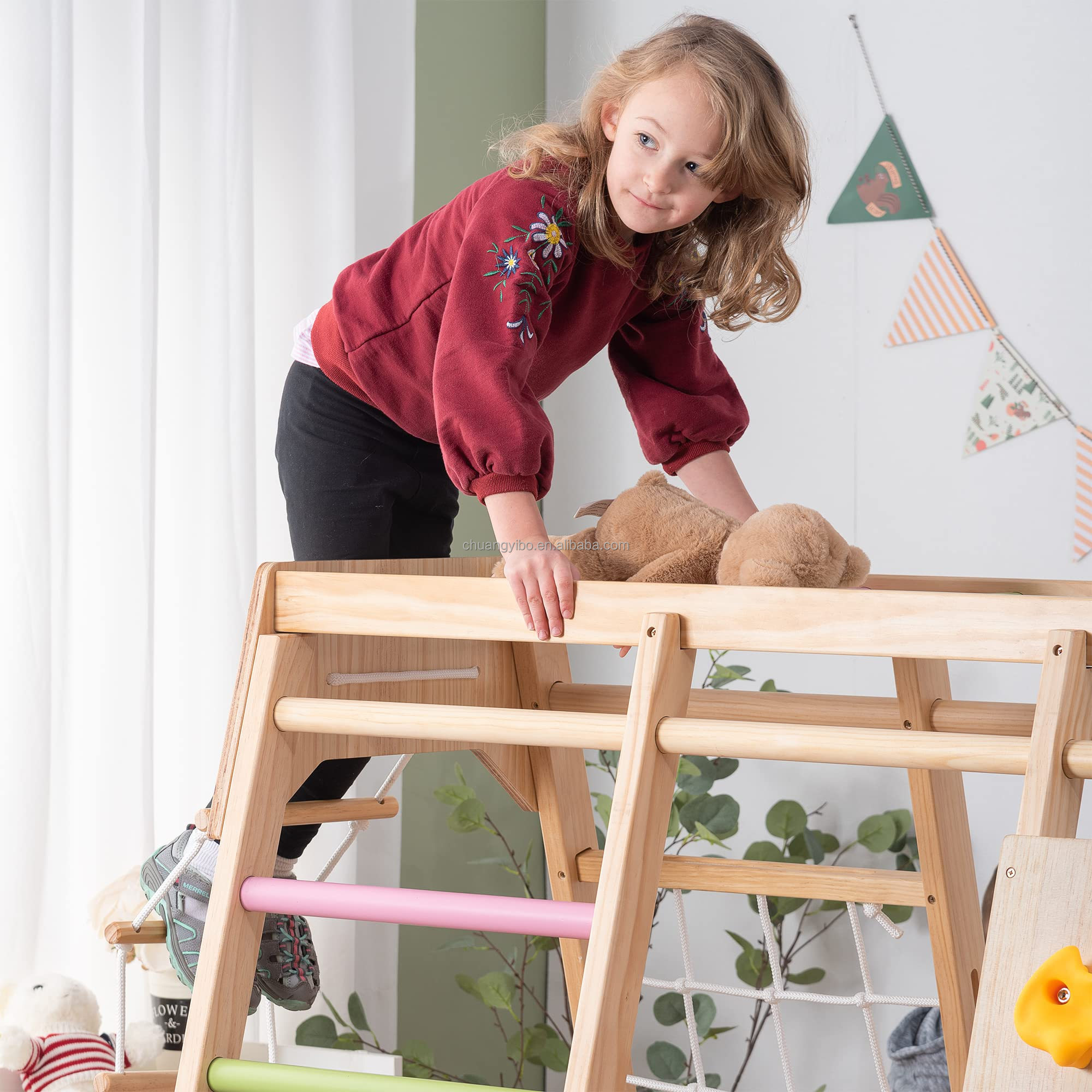 クライミングウォール遊園地製品 木製滑り台とブランコセット  - Kids Outdoor Swing のレビューと価格