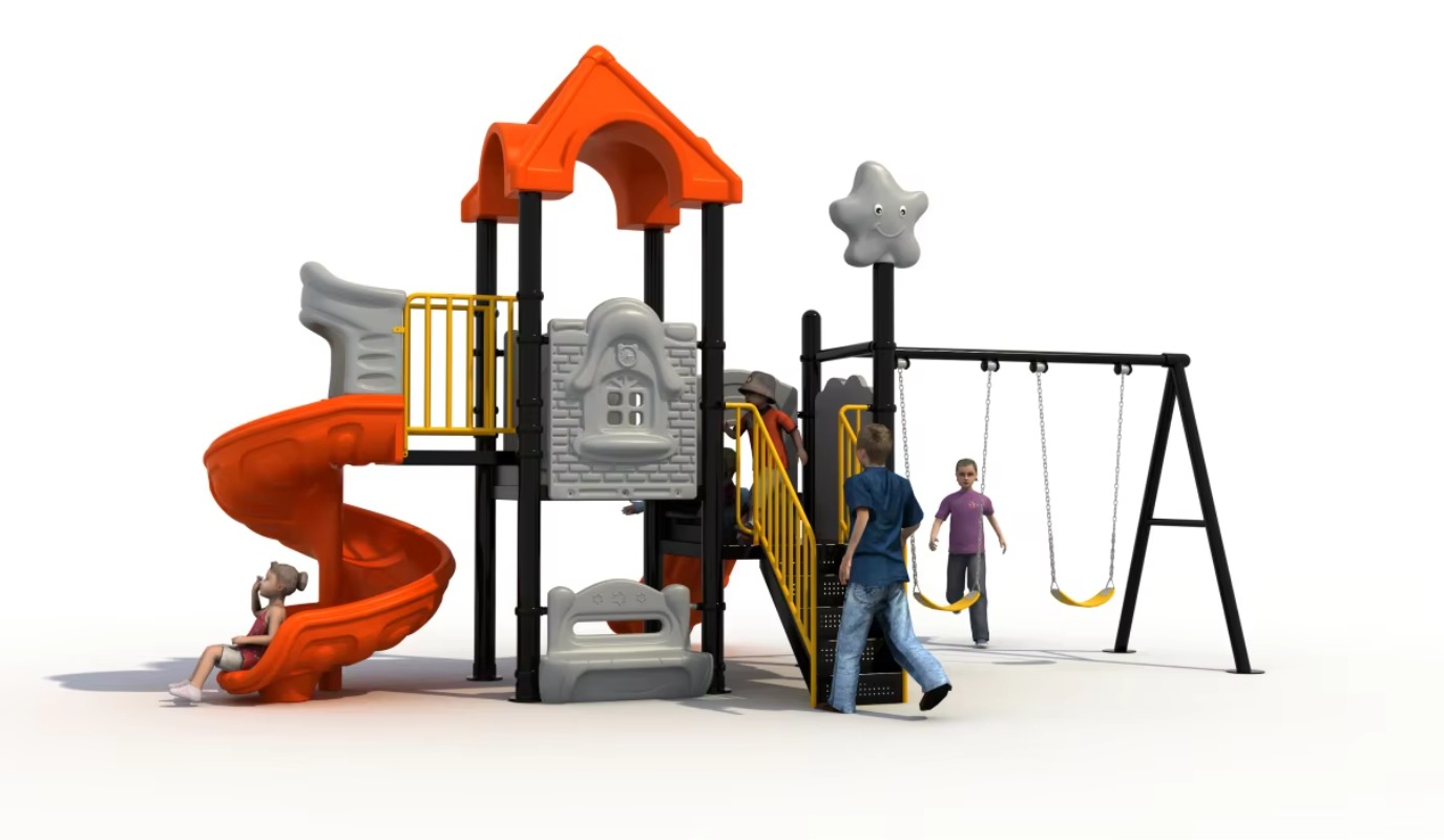 屋外用スチール製プラスチック製ブランコセット、登り階段付き滑 - Kids Outdoor Swing のレビューと価格