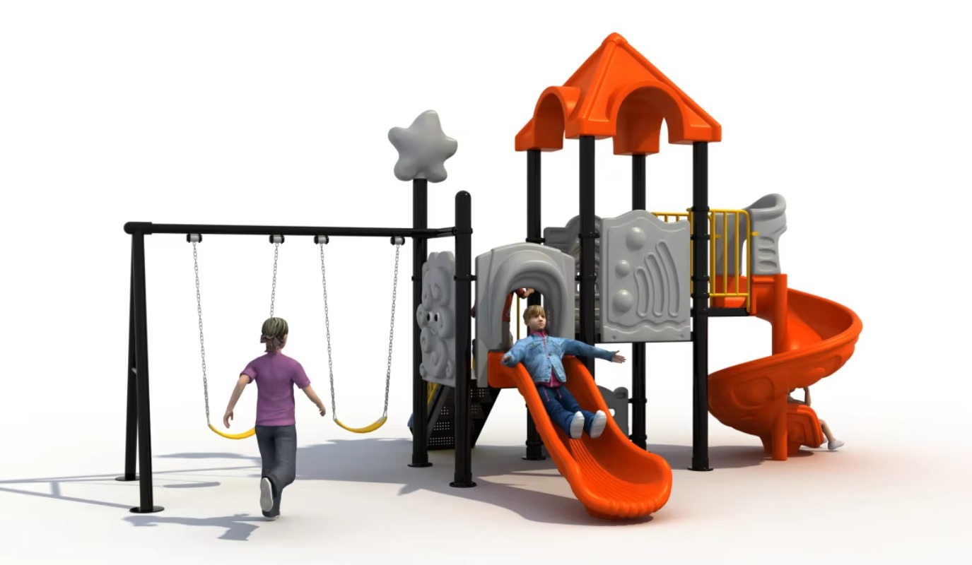 屋外用スチール製プラスチック製ブランコセット、登り階段付き滑 - Kids Outdoor Swing のレビューと価格