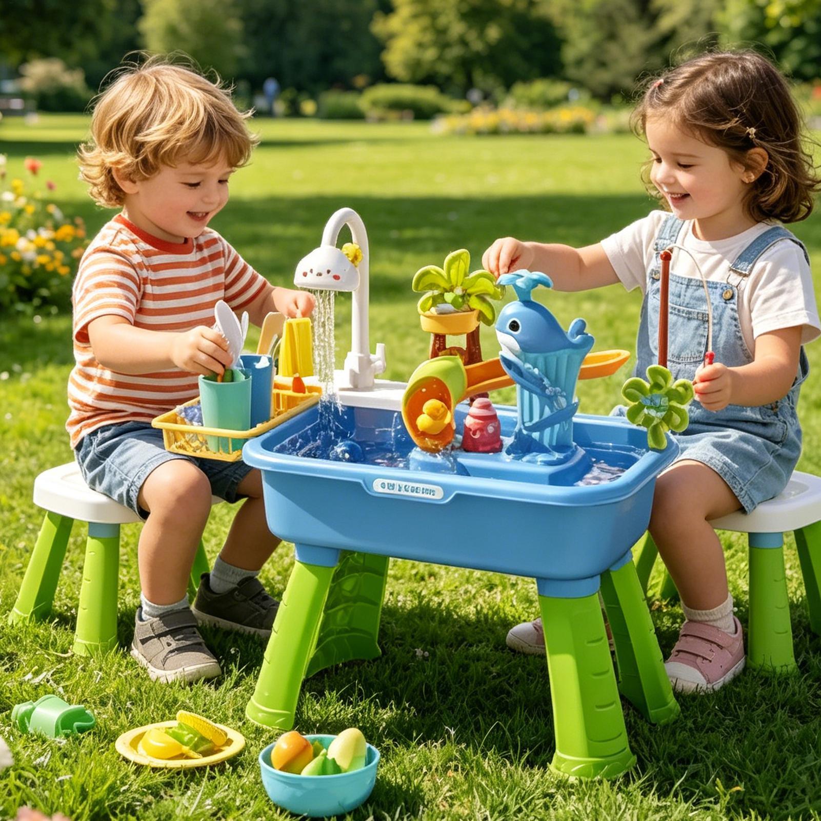 屋外水遊びテーブル 男の子 女の子 感覚遊びおもちゃ 夏 屋 - Kids Outdoor Sensory Table のレビューと価格