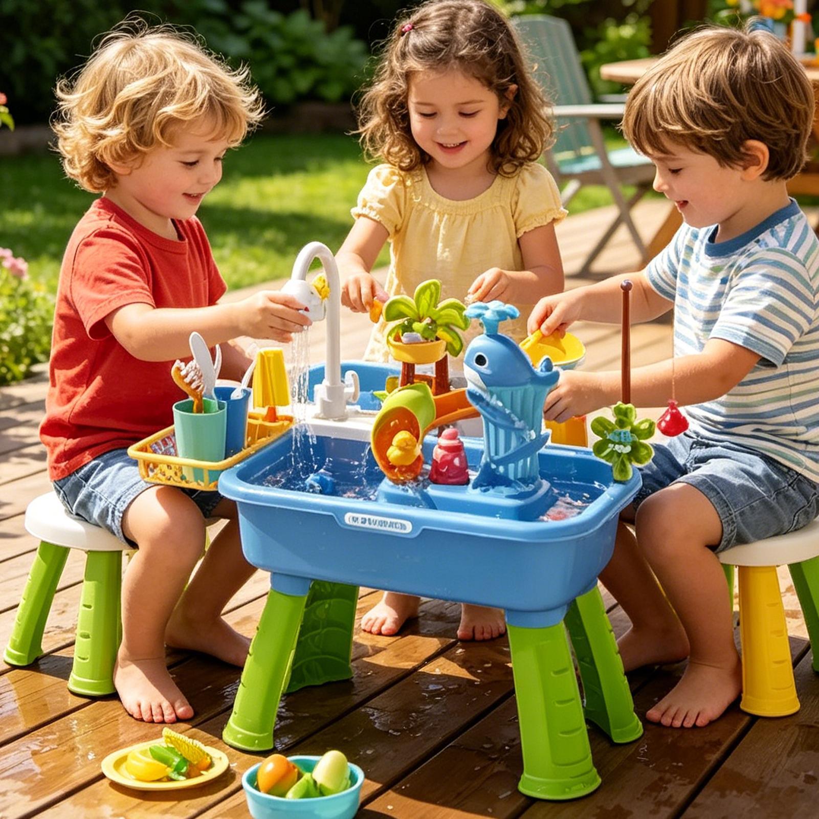 屋外水遊びテーブル 男の子 女の子 感覚遊びおもちゃ 夏 屋 - Kids Outdoor Sensory Table のレビューと価格