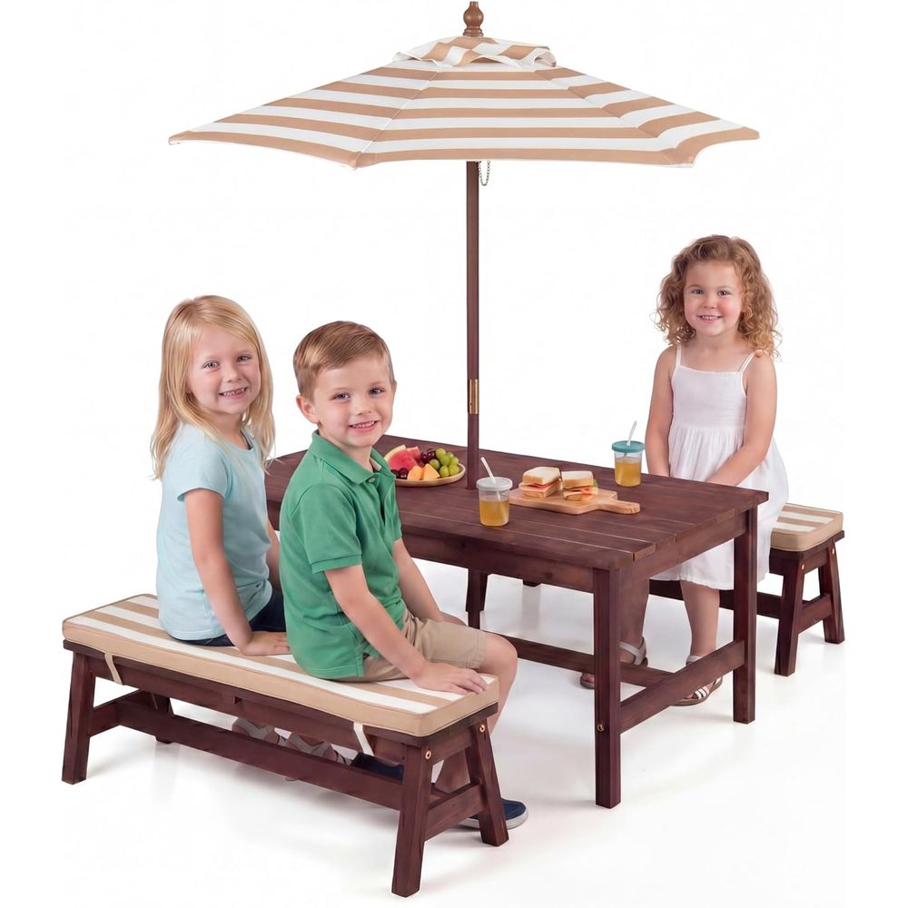 キッズピクニックテーブル、大型42インチx23インチテーブル - Kids Outdoor Bench Table のレビューと価格