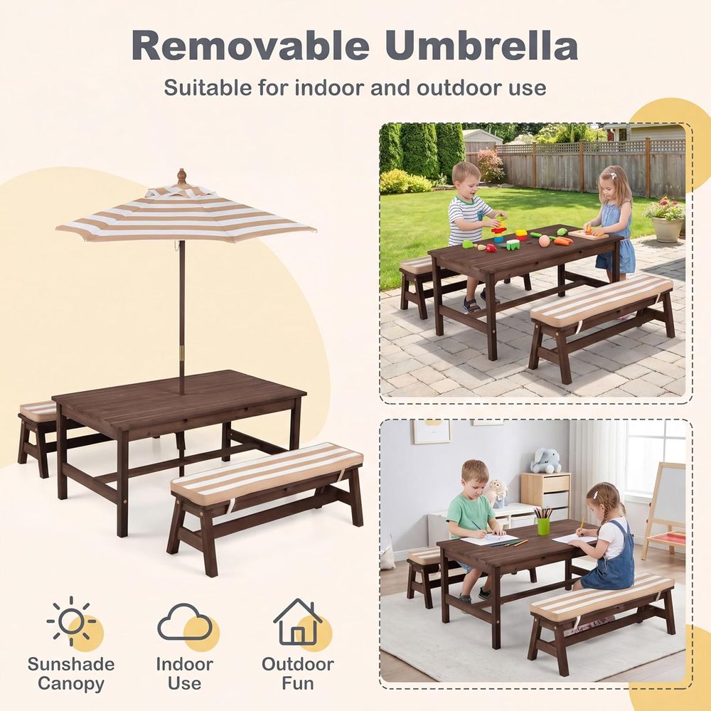キッズピクニックテーブル、大型42インチx23インチテーブル - Kids Outdoor Bench Table のレビューと価格