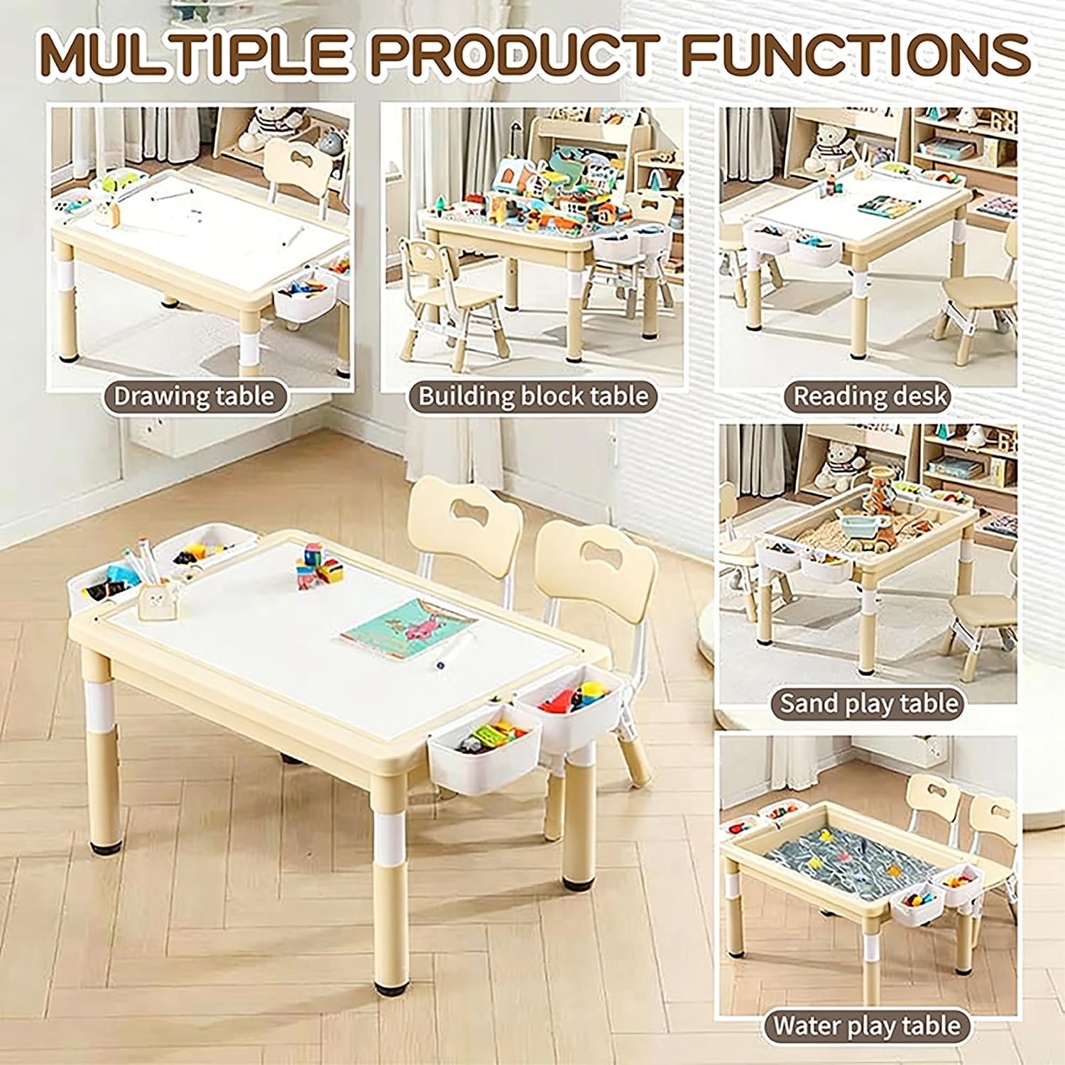 子供用砂場と水遊びテーブル、収納ボックス付き幼児用アクティビ - Kids Outdoor Sensory Table のレビューと価格