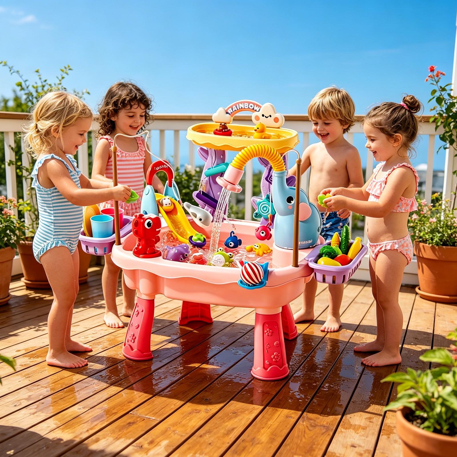1pc アップグレードされた幼児用ウォーターテーブルキッチン - Kids Outdoor Sensory Table のレビューと価格