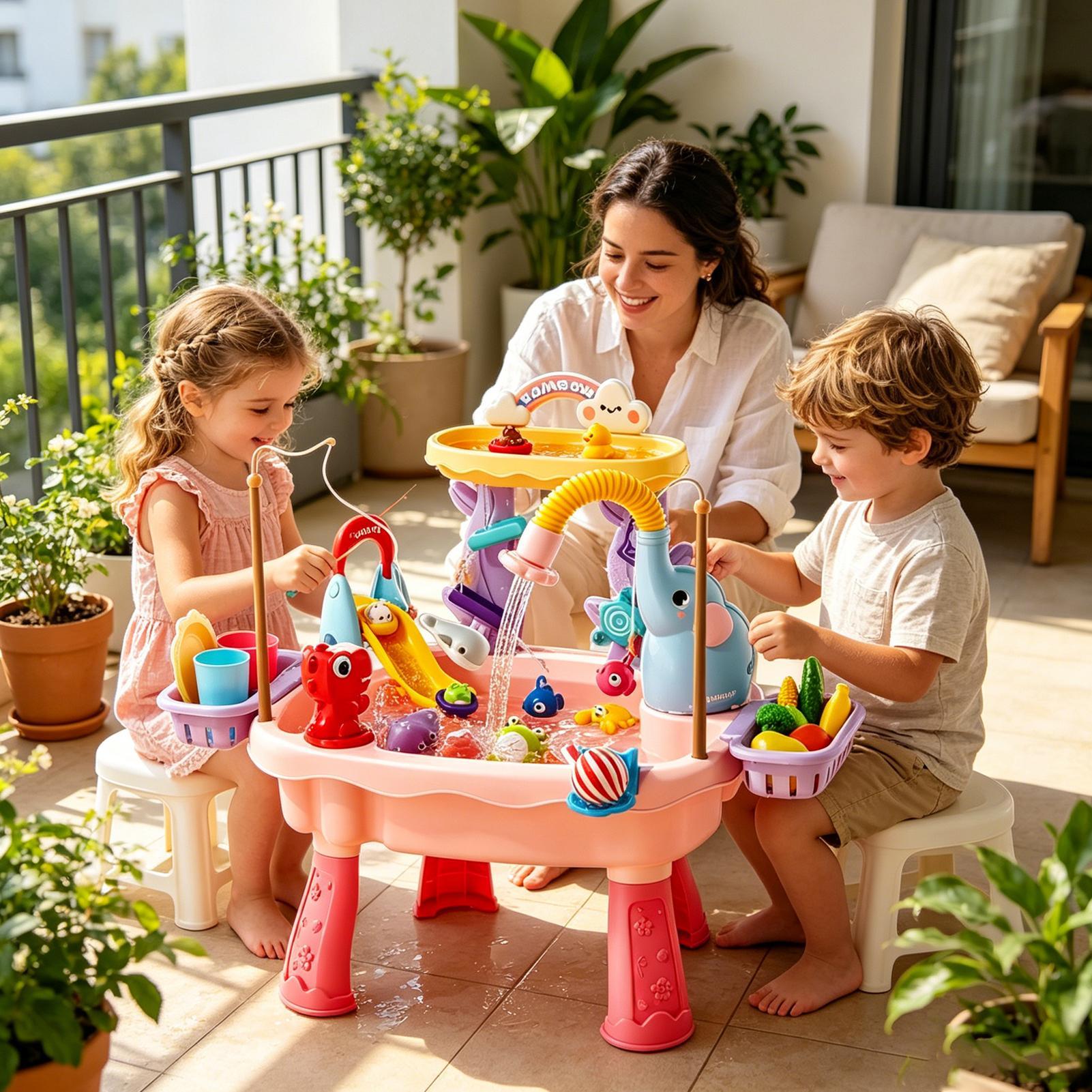 1pc アップグレードされた幼児用ウォーターテーブルキッチン - Kids Outdoor Sensory Table のレビューと価格