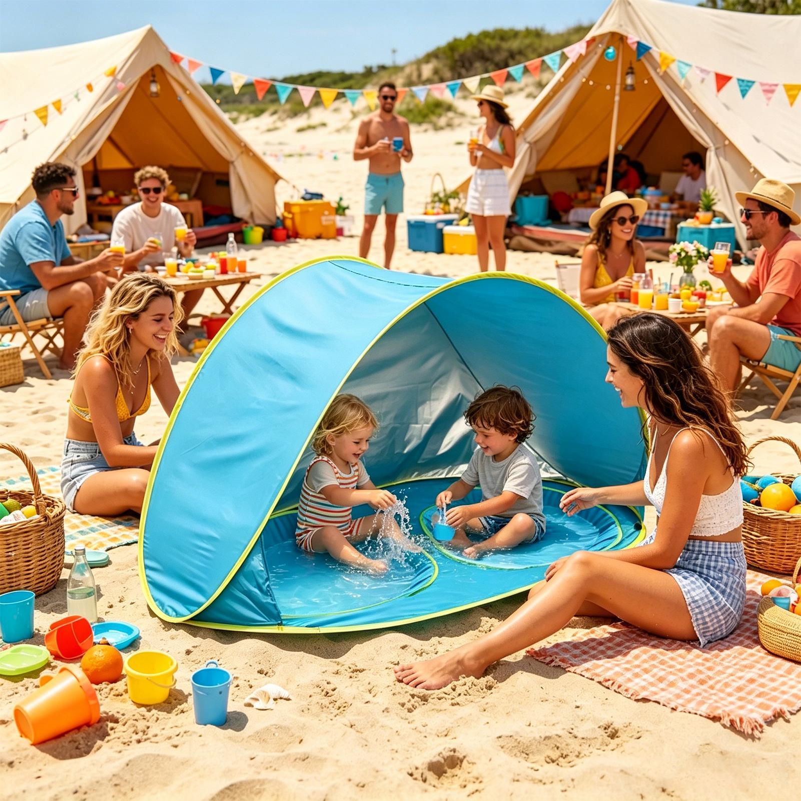 キッズビーチテント UV保護プールプレイハウステント ポップ - Kids Outdoor Daybed のレビューと価格