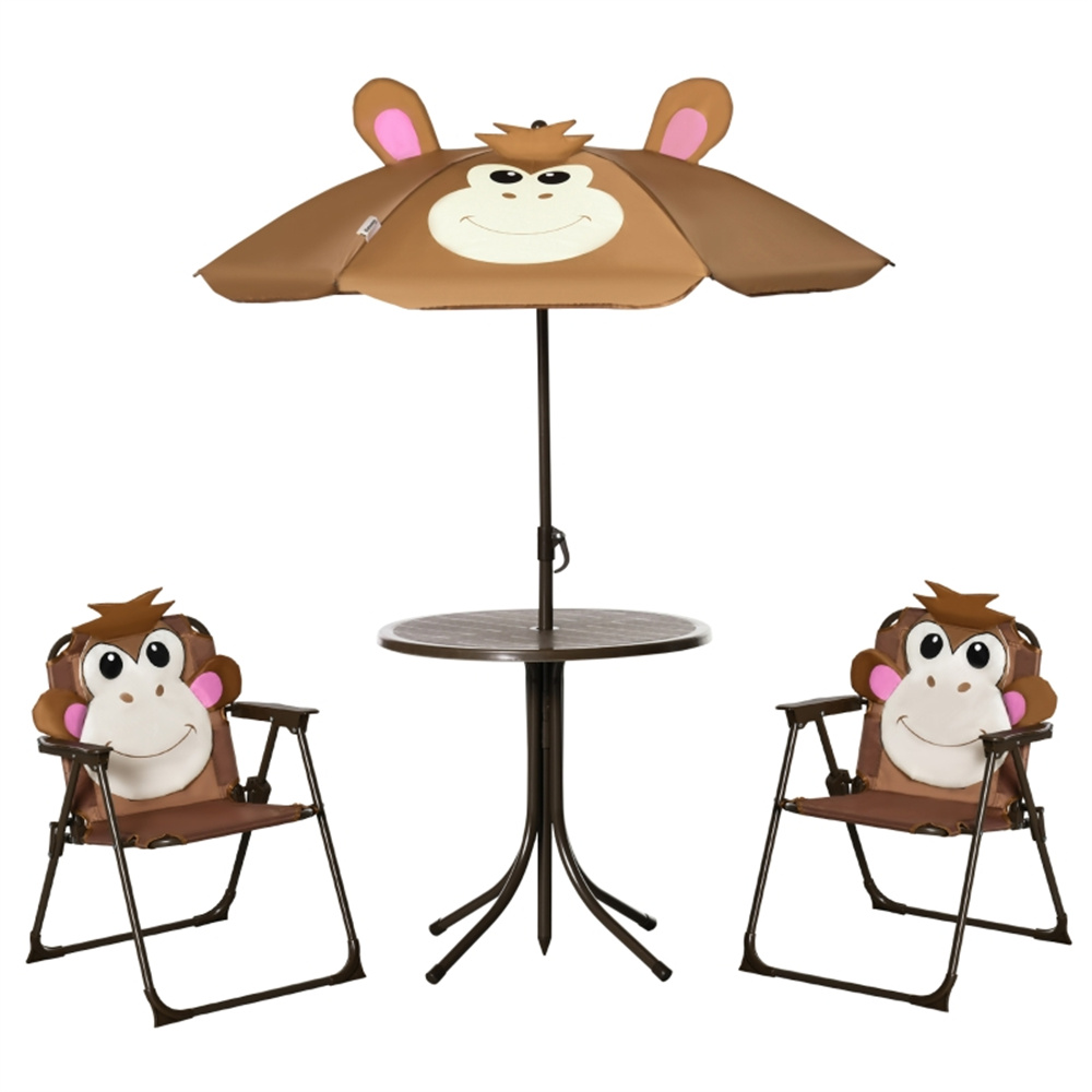 かわいい猿の子供用パティオテーブルチェアセット、取り外し可能 - Kids Outdoor Dining Set のレビューと価格