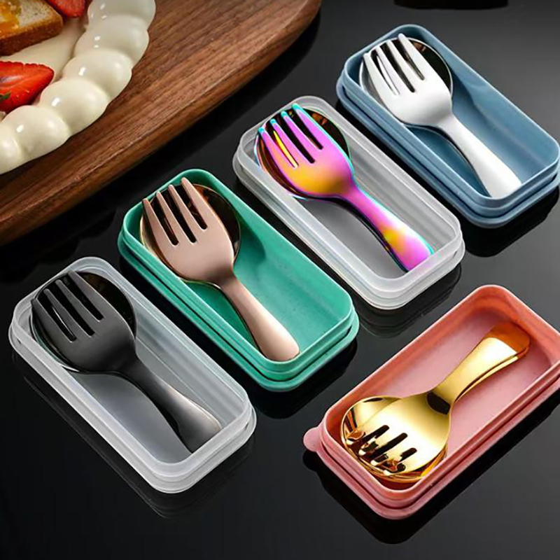 ステンレス製ポータブル食器セット ショートハンドルスプーンと - Kids Outdoor Dining Set のレビューと価格
