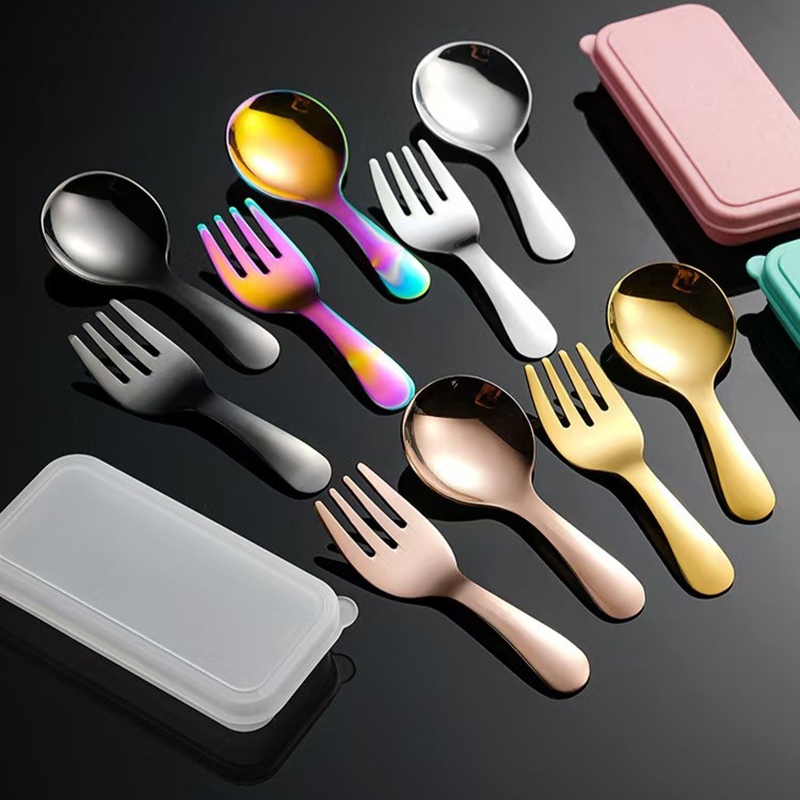 ステンレス製ポータブル食器セット ショートハンドルスプーンと - Kids Outdoor Dining Set のレビューと価格