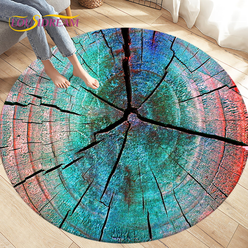 3D木目調ラウンドエリアラグ、リビングルーム寝室ソファクロー - Kids Outdoor Mat Waterproof のレビューと価格