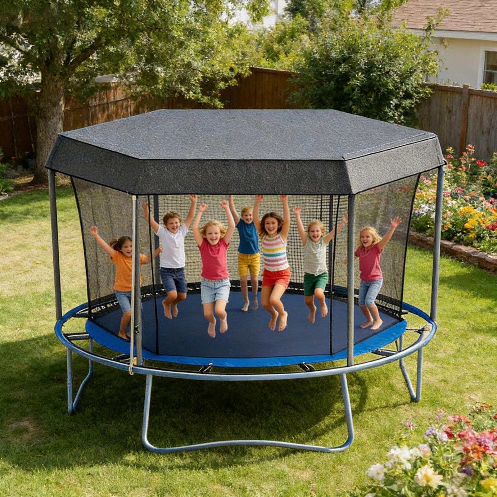トランポリンシェード日焼け止めカバートップシェード折りたたみ - Kids Outdoor Trampoline のレビューと価格