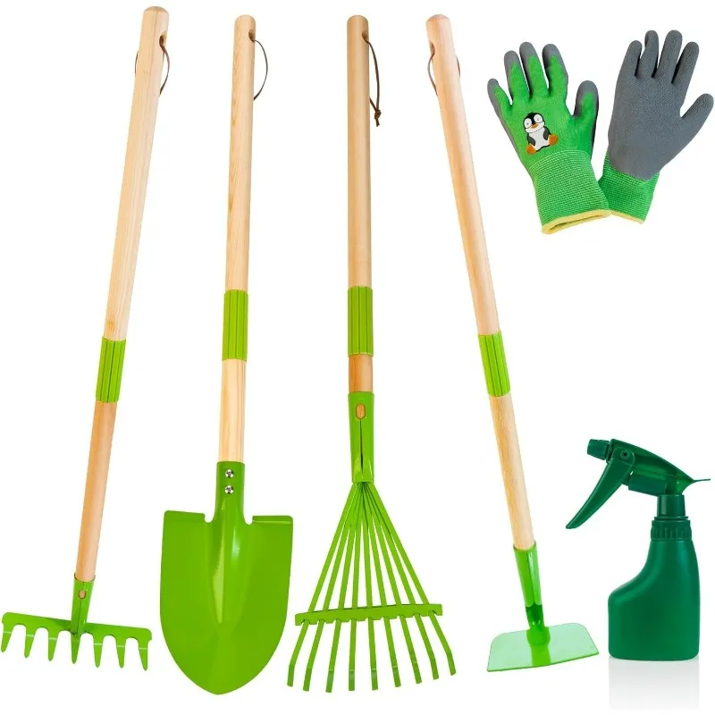 7点セット 子供用ガーデニングツールセット 手押し車付き シ - Kids Outdoor Yard Tools のレビューと価格
