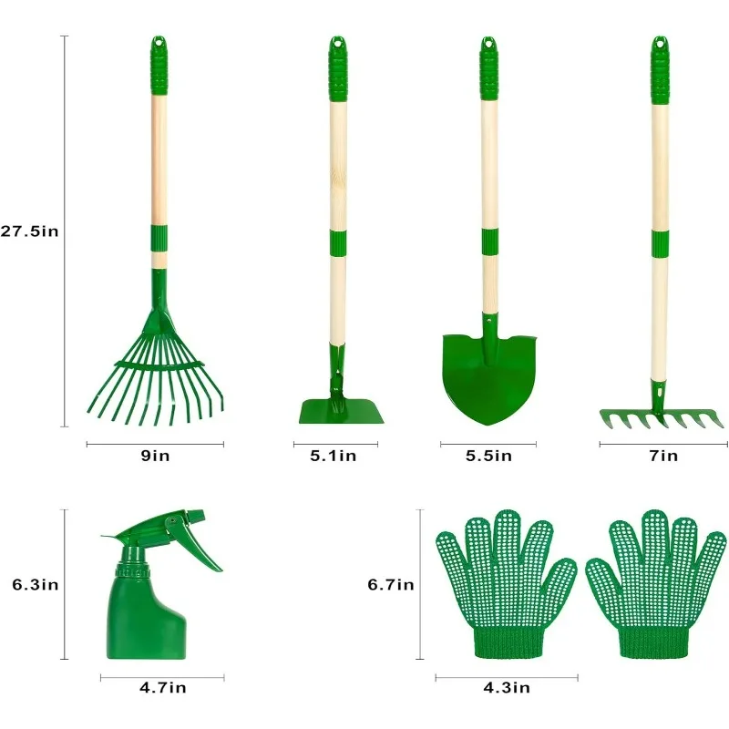7点セット 子供用ガーデニングツールセット 手押し車付き シ - Kids Outdoor Yard Tools のレビューと価格