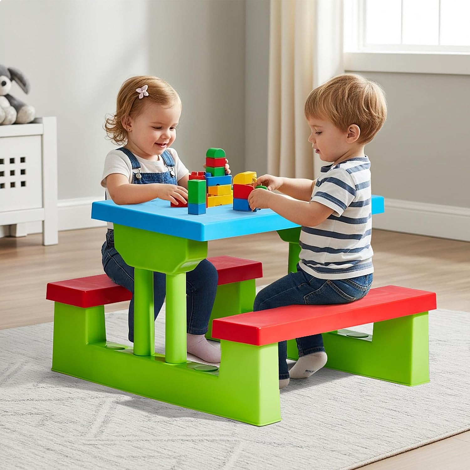 JOYMOR キッズピクニックテーブル（傘付き）、プラスチッ - Kids Outdoor Bench Table のレビューと価格
