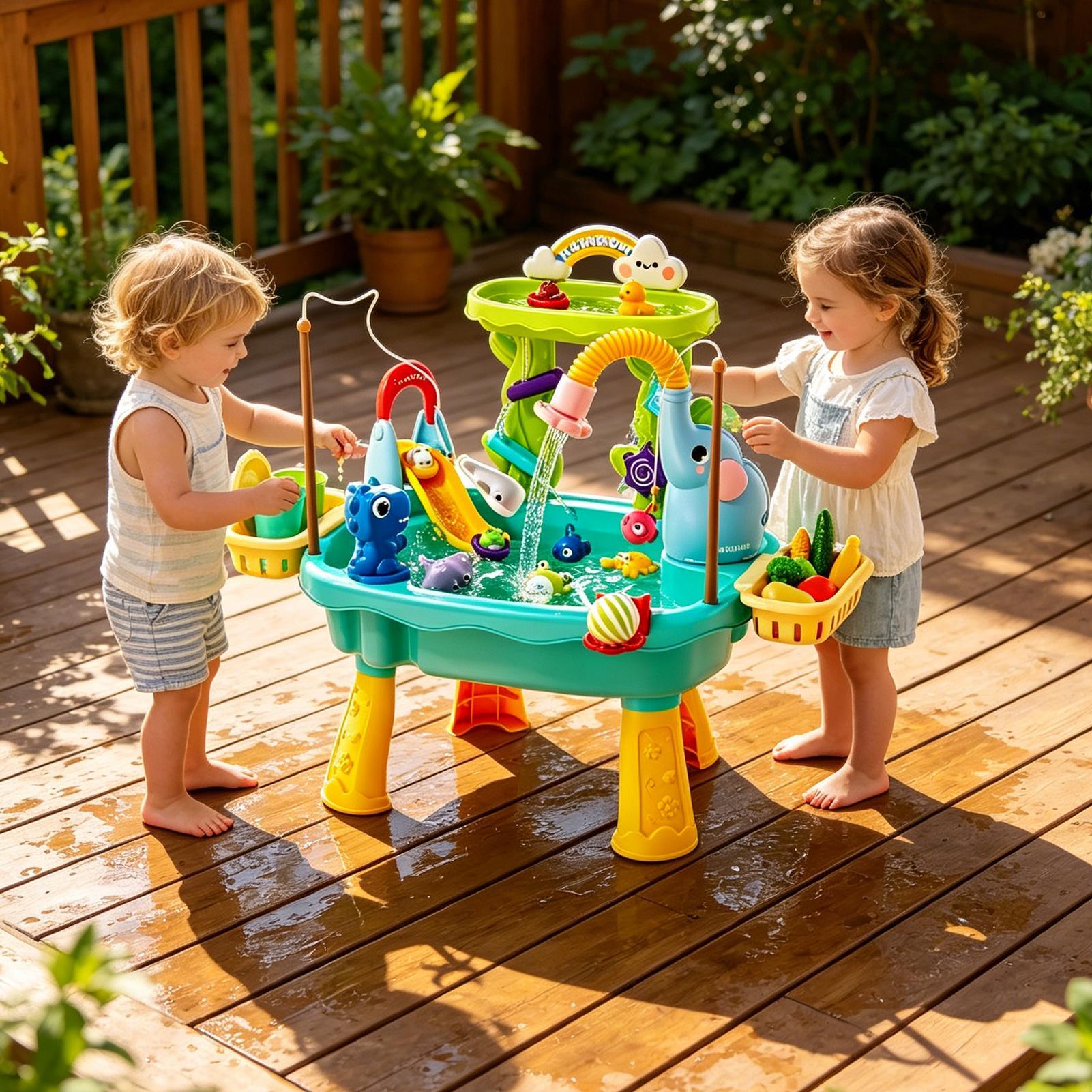 アップグレードされた幼児用ウォーターテーブルキッチン遊び場シ - Kids Outdoor Sensory Table のレビューと価格